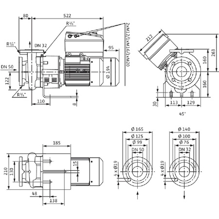 Pompa obiegowa Wilo-CronoBloc BL-E 32/150-3/2-R1-IE4-S1 elektronicznie regulowana pompa dławnicowa o konstrukcji typu Inline z przyłączem kołnierzowym i automatycznym dopasowaniem wydajności.