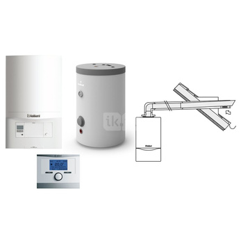 Pakiet - Kocioł gazowy jednofunkcyjny VAILLANT ecoTEC pro VC 186/5-3 kondensacyjny wiszący 5.7-20.0kW + Zestaw powietrzno-spalinowy  + Czujnik c.w.u.  + Regulator multiMATIC 700 + Zasobnik c.w.u Rondo Premium 140L