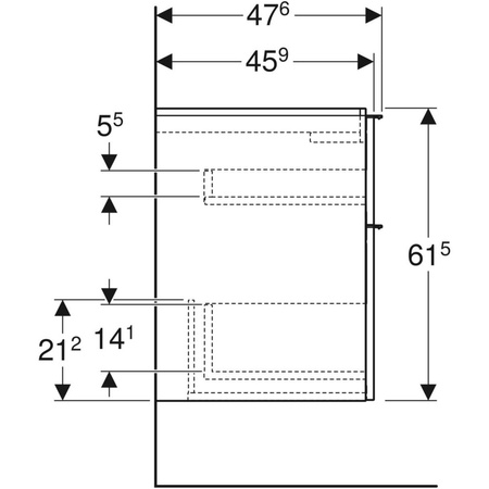 Szafka pod umywalkę iCon, z dwoma szufladami 74 cm x 61,5 cm x 47,6 cmbiały / lakierowany na wysoki połysk, chromowany z połyskiem