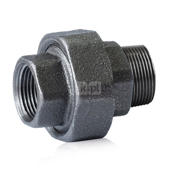 Dwuzłączka nakr.-wkr. Płaska czarna 5/4" U2 strong