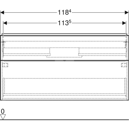 Szafka pod umywalkę iCon, z dwoma szufladami 118,4 cm x 61,5 cm x 47,6 cm, dąb / melaminowa struktura drewna, lava / matowy