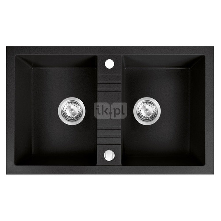 MEZZO II zlewozmywak granitowy 2-komorowy  48/78, grafit
