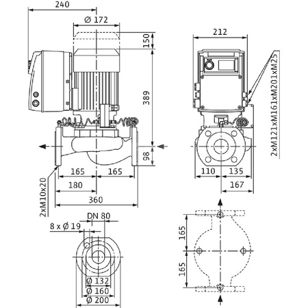 Pompa obiegowa WILO VeroLine-IP-E typu in-line z silnikiem znormalizowanym 50/60 Hz 2900obr/min