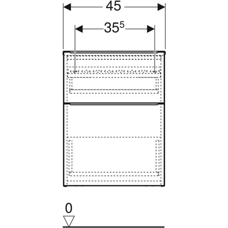 Boczna szafka iCon z dwoma szufladami 45 cm x 60 cm x 47,6 cm orzech hickory / melaminowa struktura drewna, lava / matowy