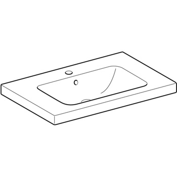 Umywalka iCon Light z powierzchnią odkładczą 75 cm, z otworem na środku, z przelewem,