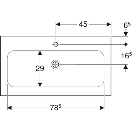 Umywalka iCon meblowa 90 cm, z otworem na środku, bez przelewu,