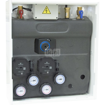 Zestaw mieszający z rozdzielaczem AZB 405 w szafce, bez mieszania, zawór obrotowy z siłownikiem ARM 141