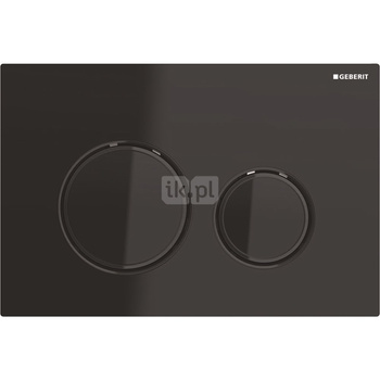 Przycisk uruchamiający Geberit Sigma21, przedni, szkło czarne, pierścienie: czarny chrom