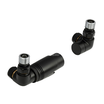 PHA-037CM Kpl. termostatyczny "lewy" z nastawą wstępną do podłączenia grzejnika łazienkowego czarny mat