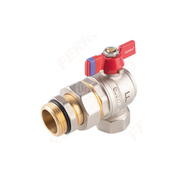 Zawór kulowy kątowy nakrętno-wkrętny z motylkiem, ze śrubunkiem, 1", F-Power