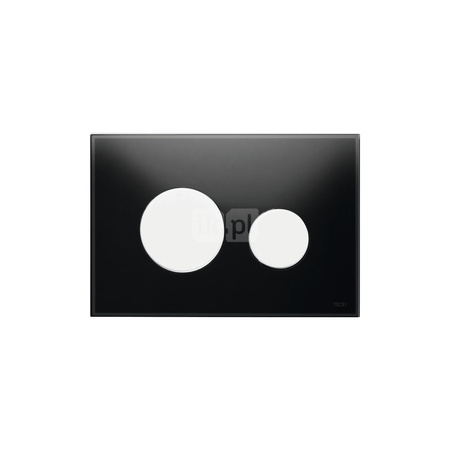 TECEloop - przycisk spłukujący do WC ze szkła - szkło czarne, przyciski białe