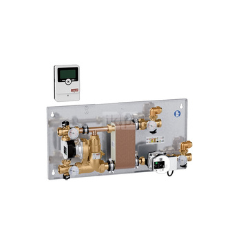Stacja integrująca dwa źródła ciepła i zarządzająca dystrybucją energii Y. P. 15/6 z zaworem antykondensacyjnym