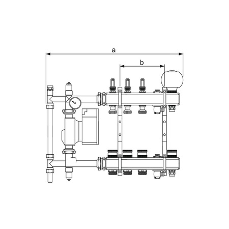 Rozdzielacz ogrzewania podłogowego TECEfloor wraz z mieszczaczem pompowym i przepływomierzami 8 sekcyjny