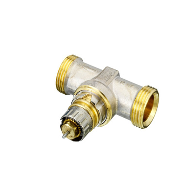 Zawór grzejnikowy termostatyczny DANFOSS, Prosty z nastawą wstępną (Bez ograniczenia skoku), 1/2 cala (15), Niklowanie - Biały