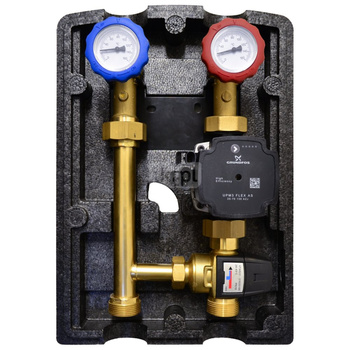 Grupa pompowa do c.o. Viteco ENBOX TM2043 - DN 25 (z pompą elektroniczną Grundfos UPM3 FLEX AS 25-70 130 i 3-drogowym zaworem termostatycznym ESBE z płynną regulacją 20ºC - 43ºC)