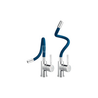 ZUMBA bateria zlewozmywakowa, niebieska elastyczna wylewka, chrom