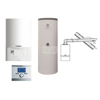 Pakiet - Kocioł gazowy jednofunkcyjny VAILLANT ecoTEC pro VC 146/5-3 kondensacyjny wiszący 5.9-15.3kW + Zestaw powietrzno-spalinowy + Czujnik c.w.u. + Regulator multiMATIC 700 + Zasobnik c.w.u W-E 220
