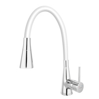 ZUMBA II bateria zlewozmywakowa, biała elastyczna wylewka 2F, chrom