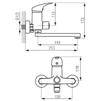 FERRO ONE bateria umywalkowa ścienna z przyłączem natrysku, chrom