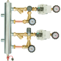 Zestaw mieszający ze sprzęgłem hydraulicznym BPS 972, człon z zaworem obrotowym ARV 362 i termostatycznym ATM 561, pompy Wilo Para SC