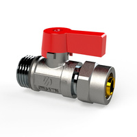 MINI zawór do rur wielowarstwowych, 1/2 GZ 16, czerwony