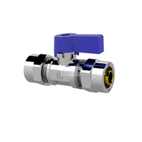 MINI Zawór prosty do rur wielowarstwowych 16 x 16, uchwyt niebieski