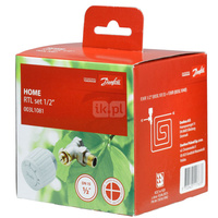 Zestaw RTL Danfoss (Zawór FJVR 15 kątowy + głowica FJVR 10-50°C biała)