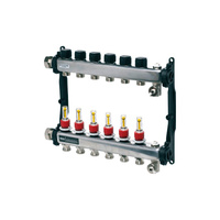 TECEfloor - Rozdzielacz ogrzewania podłogowego TECEfloor - ze stali nierdzewnej z przepływomierzami 6 sekcyjny