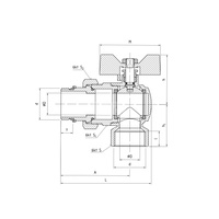 PHA-010A G1 WZ PN30 DN25 C Kurek kulowy kątowy śrubunek gwint samouszczelniający dławik CuZn-C
