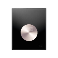 TECEloop - przycisk spłukujący ze szkła do pisuaru, szkło czarne, przycisk - efekt optyczny stali nierdzewnej szczotkowanej "anti-fingerprint"