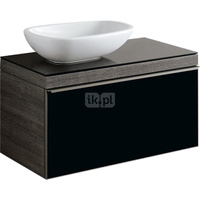 Szafka Citterio pod umywalkę asymetryczna 90 cm ze szklanym blatem, dąb czarny/szkło czarne