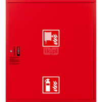 Hydrant DN33 zawieszany z miejscem na gaśnice pod zwijadłem, wąż 30m, ocynk fasada, zamek patent RAL 3000