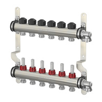 ROZDZIELACZ 1" ZE STALI NIERDZEWNEJ 5 OBWODÓW Z ROTAMETREM