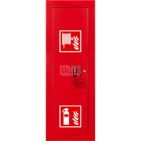 Hydrant DN25 wnękowy boczny z miejscem na gaśnicę, wąż 30m, zamek patent, RAL 3000 lewy