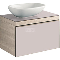 Szafka Citterio pod umywalkę asymetryczna 70 cm ze szklanym blatem, dąb jasny/szkło taupe