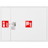 Hydrant DN25 FIT zawieszany z miejscem na gaśnicę obok zwijadła, wąż 30m, zamek patent, RAL 9003