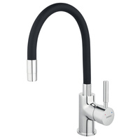 ZUMBA bateria zlewozmywakowa, czarna elastyczna wylewka, chrom