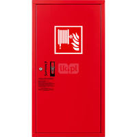 Hydrant DN33 zawieszany boczny, wąż 30m, ocynk fasada, zamek patent, RAL 3000 prawy