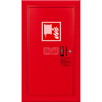 Hydrant DN33 wnękowy boczny, wąż 30m, ocynk fasada, zamek patent, RAL 3000 lewy