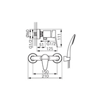 Bateria natryskowa ścienna z zestawem natryskowym ISSO, chrom