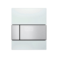 TECEsquare - przycisk spłukujący ze szkła do pisuaru, szkło białe, przycisk - efekt optyczny stali nierdzewnej szczotkowanej "anti-fingerprint"