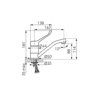 Bateria umywalkowa, z obrotową wylewką TIGA VERDELINE MEDICO, chrom