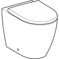 Stojąca miska WC iCon lejowa, przylegająca do ściany, ukryte mocowania, Rimfree, Biały-alpin / Matowy, zestaw z deską