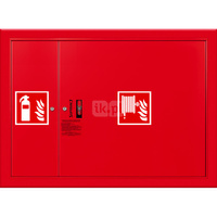 Hydrant DN25 wnękowy z miejscem na gaśnicę obok zwijadła, wąż 30m, zamek patent, RAL 3000