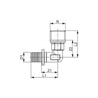 Nypel 90' TECE TECEFLEX Mosiądz 16mm x 1/2'' (ZZ x GZ)