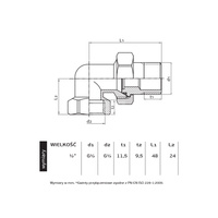 1048CH G1/2 WZ PN16 Śrubunek kątowy o-ring chromowany CuZn-C