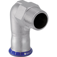 Kolano GEBERIT Mapress Edelstahl przejściowe Stal nierdzewna x Stal nierdzewna 35mm DN 32 x 1 1/4'' (Mufa zaciskowa x Gwint zewnętrzny gazowy stożkowy)