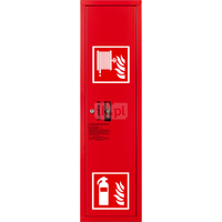 Hydrant DN52 zawieszany boczny z koszem, z miejscem na gaśnicę, wąż 15m, zamek patent, RAL 3000 prawy