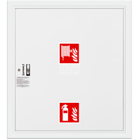 Hydrant DN33 wnękowy z miejscem na gaśnicę pod zwijadłem, wąż 20m, ocynk fasada, zamek patent, RAL 9003