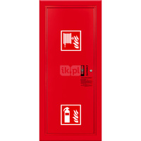 Hydrant DN33 wnękowy boczny z miejscem na gaśnicę, wąż 30m, ocynk fasada, zamek patent, RAL 3000 lewy